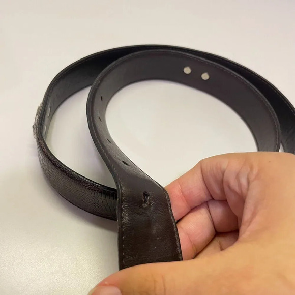 FootJoy Brown Leather Golf Belt Silver Buckle Embossed Croc Pattern Adjustable - Picture 7 of 8